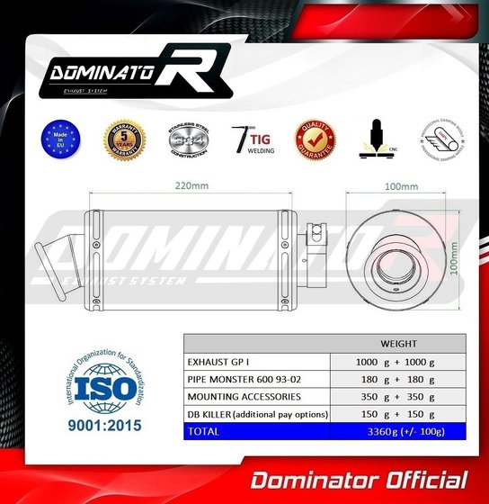 MONSTER 600 (1993 - 2002) exhaust silencer gp1 | Dominator