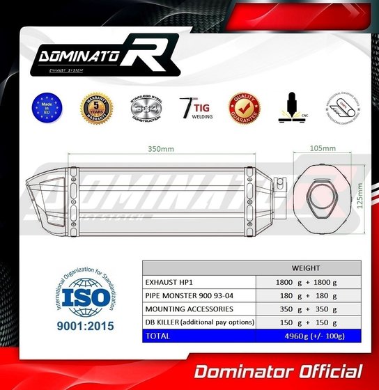 MONSTER 900 (1993 - 2004) exhaust silencer hp1 | Dominator