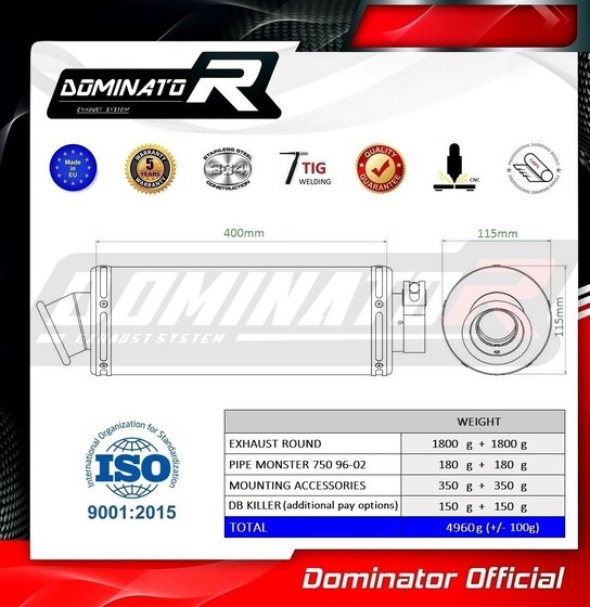 MONSTER 750 (1996 - 2002) exhaust silencer round | Dominator