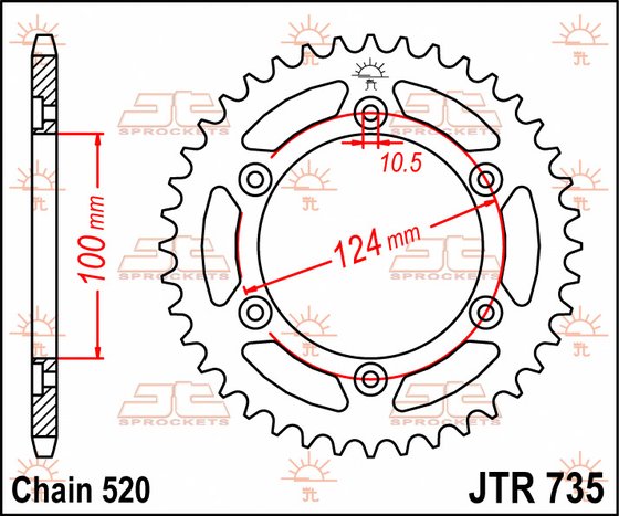 888 (1993 - 1994) rear sprocket 43 tooth pitch 520 jtr73543 | JT Sprockets