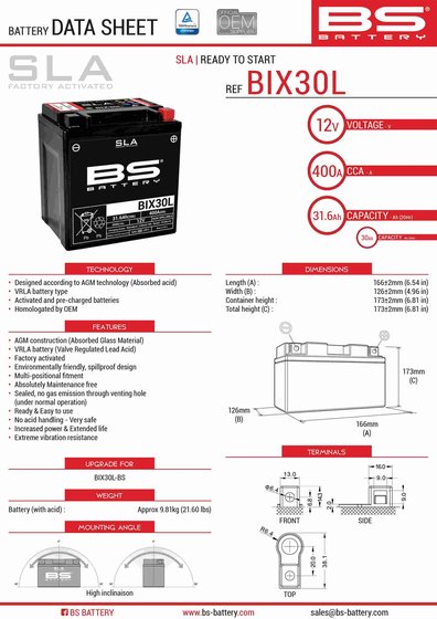 860 (1974 - 1979) bs bix30l sla battery | BS BATTERY