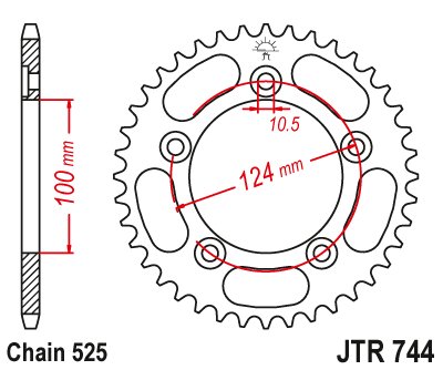 749 (2003 - 2006) plieninė galinė žvaigždutė | JT Sprockets