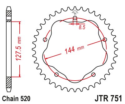 748 (1995 - 2003) plieninė galinė žvaigždutė | JT Sprockets