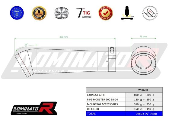 MONSTER 900 (1993 - 2004) exhaust silencer gp2 | Dominator