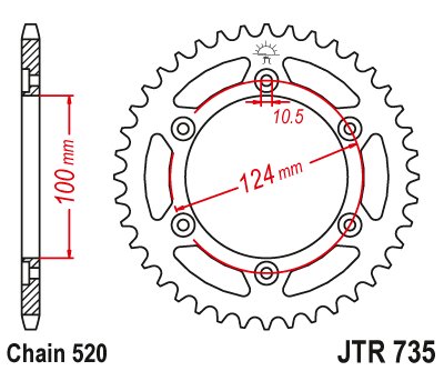 MONSTER 696 (2008 - 2014) galinė žvaigždutė 43 danties žingsnis 520 jtr73543 | JT Sprockets