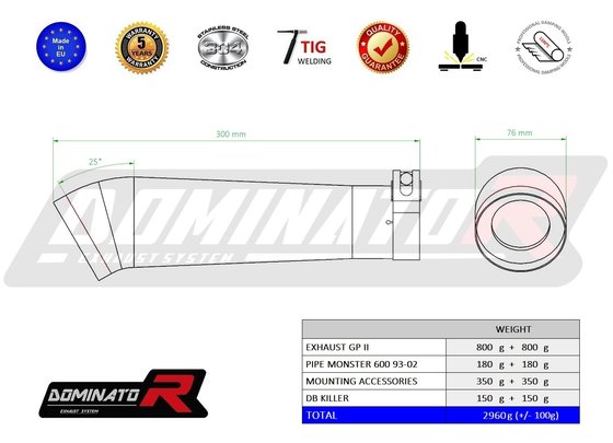 MONSTER 600 (1993 - 2002) exhaust silencer gp2 | Dominator